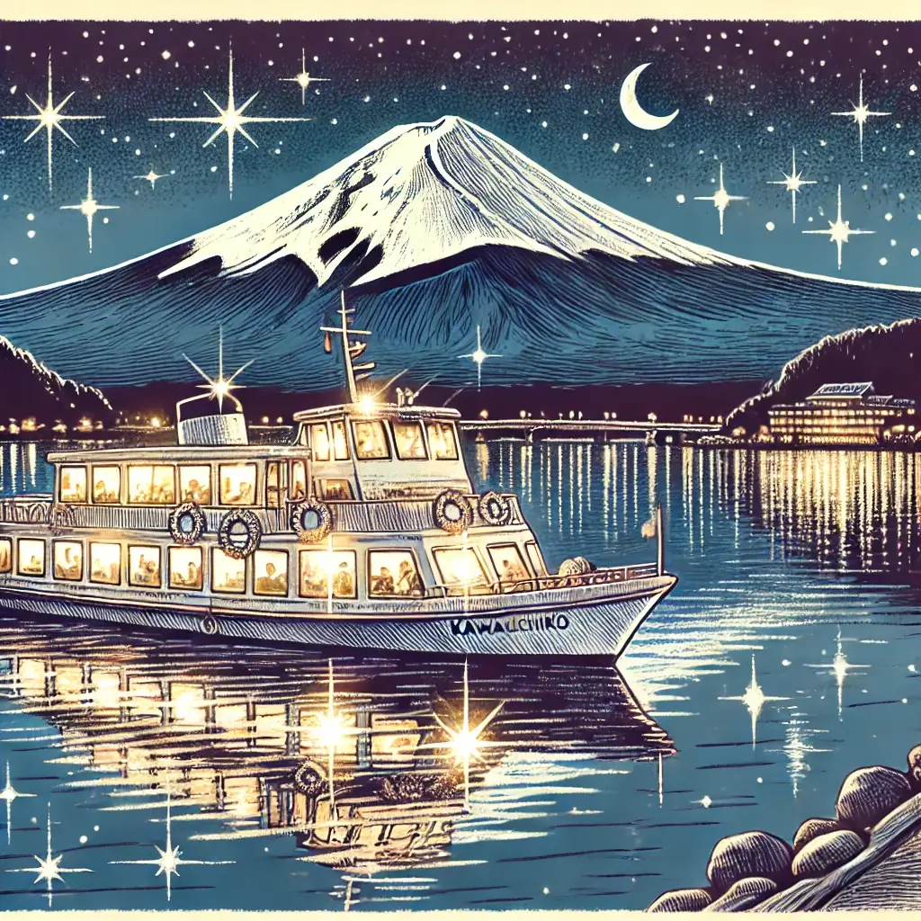 河口湖的夜間遊船是感受湖上寧靜與燈光美景的獨特體驗