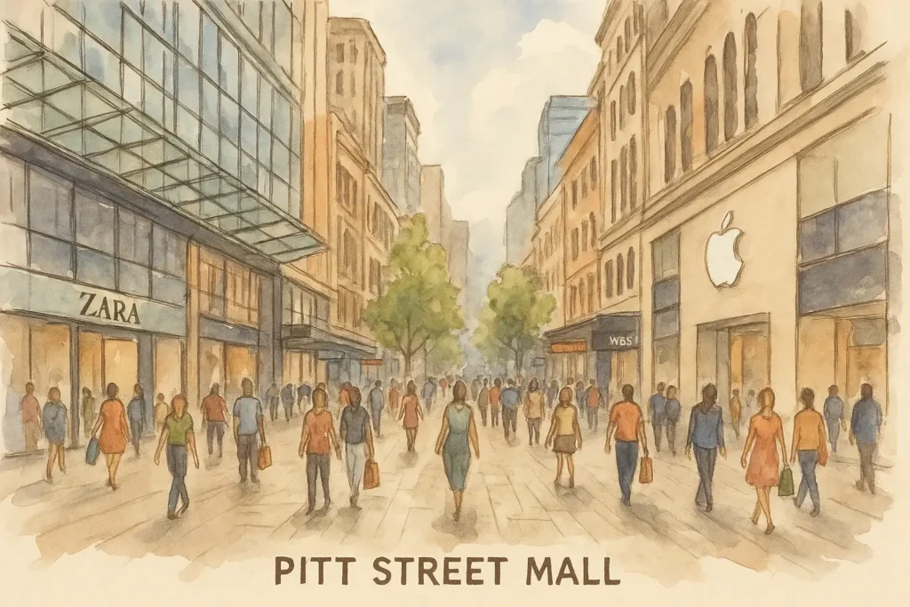 雪梨購物:Pitt Street Mall:澳洲版「表參道」